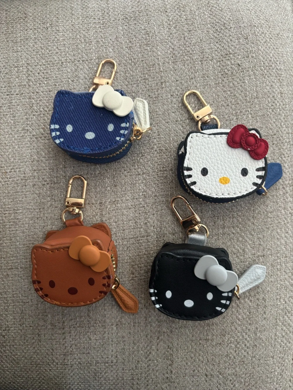 Hello Kitty Navy Blue Denim Face Charm Key/zipper pull tag